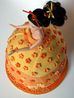 luten free princess cake, made with organic ingredients, filled with organic chocolate buttercream. Decorated with soft icing and flowers with piped message. Delivered to Earls Court, London