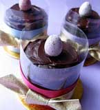 Just for one, a luscious gluten-free chocolate truffle cake made with organic ground hazelnuts and organic Fairtrade dark chocolate. Wheat-free, made without flour. Topped with dark chocolate ganache and a sugar-coated mini egg. Delivered by post in London and the UK: a lovely little Easter treat