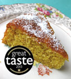 This moist Tunisian Orange & Almond Cake is a Great Taste Award winner, made with organic ground almonds, oranges and extra-virgin olive oil. The judges said: 'an attractive cake with an even bake ... pleasant aroma of oranges and almonds. The texture is nice and moist and all the flavours come through ... not overly sweet'. Made with 100% gluten-free and dairy-free ingredients