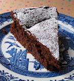 Flourless chocolate and prune truffle cake, made with organic, gluten-free and dairy-free ingredients, and Appleton rum