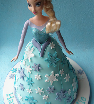 Gluten-free children's party cakes. This Elsa Princess Cake is egg-free too, made with organic glutenfree ingredients. Delivery in London